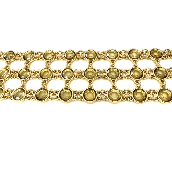 Banana Republic Gold-Tone 3 Row Openwork Bracelet Circular Links Toggle Clasp - Picture 6 of 13